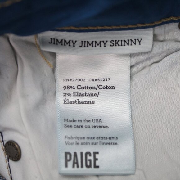 PAIGE Jimmy Jimmy Skinny Jeans Womens 25 Blue Distressed Capris w/ 22" inseam - Picture 10 of 11
